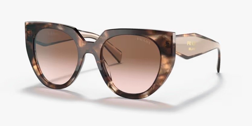 Óculos Solar PRADA SPR 14W 52-20 01R-0A6 (Acetato Marrom Mesclado e Nude)