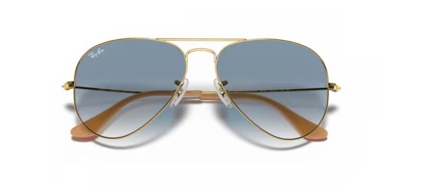 Óculos Solar RAY BAN RB3025L (AVIATOR LARGE METAL) 62-14 001/3F (Metal Dourado/Azul Degradê)