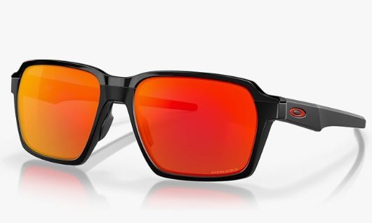 Óculos Solar Esportivo OAKLEY OO4143 (PARLAY) 58-16 0358 (Acetato Preto Superior Brilhante e Inferior Fosco/Prizm Laranja Espelhado)