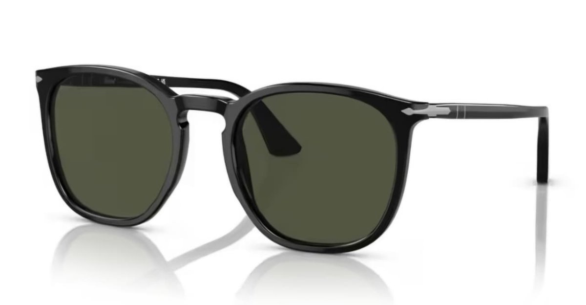 Óculos Solar PERSOL 3316-S 54-21 95/31 (Acetato Preto Brilhante e Prata/Lentes Cristal G15)