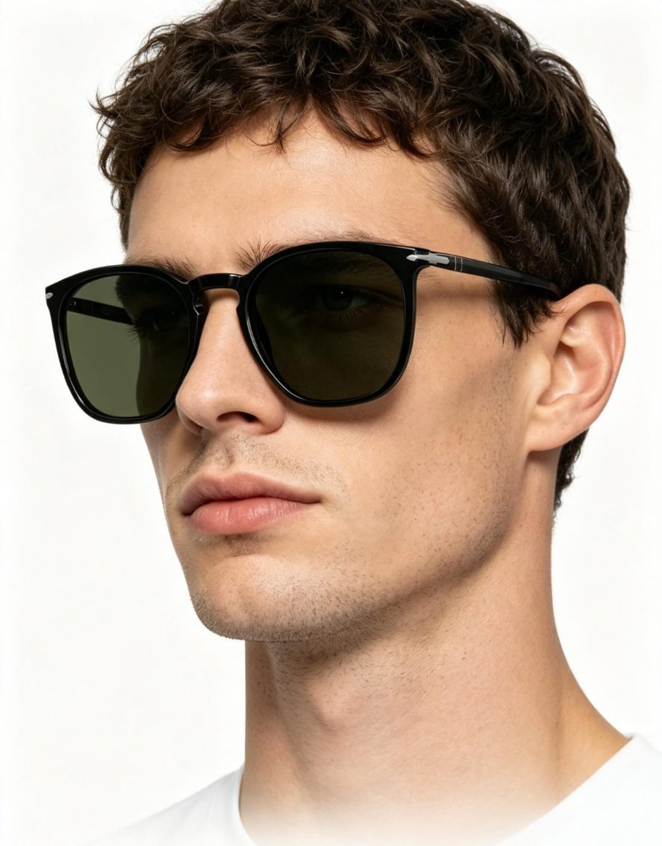 Óculos Solar PERSOL 3316-S 54-21 95/31 (Acetato Preto Brilhante e Prata/Lentes Cristal G15)