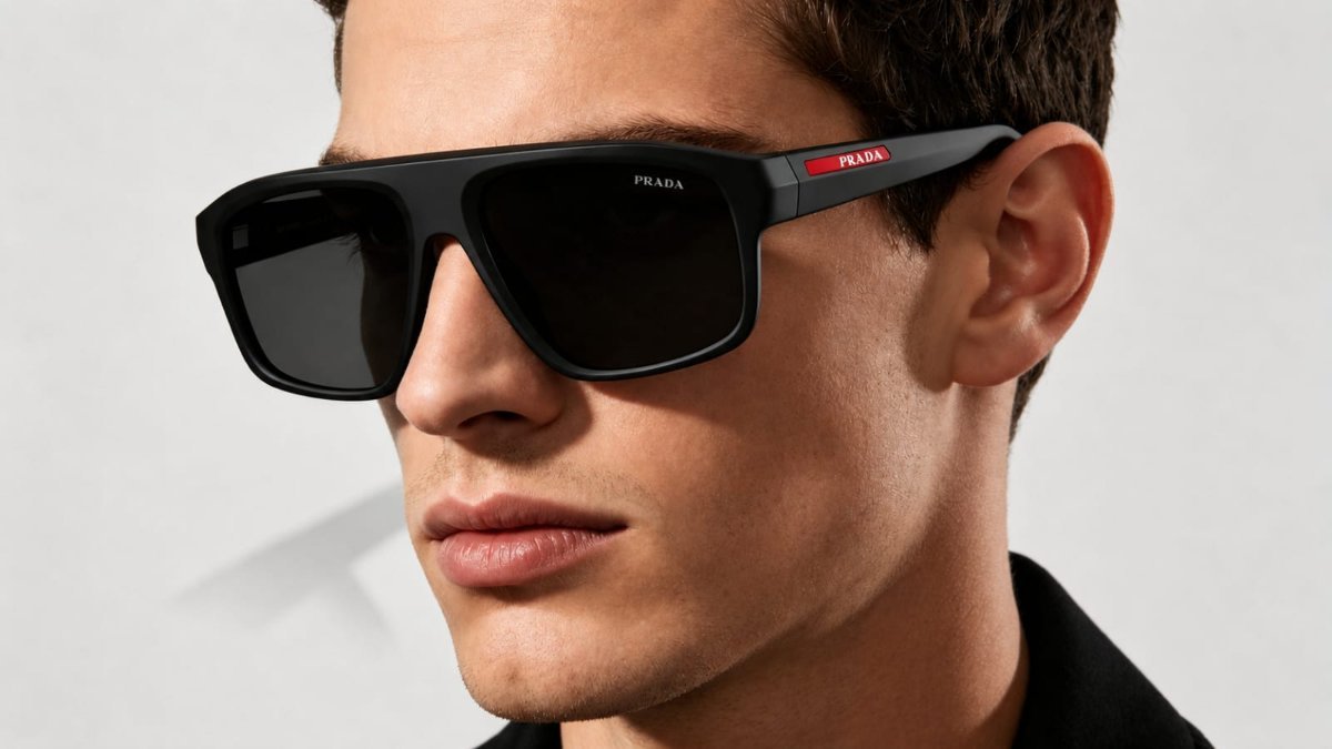 Óculos Solar PRADA LINEA ROSSA SPS B02 59-17 1BO-06F (Acetato Preto Fosco/Lentes Cinza)