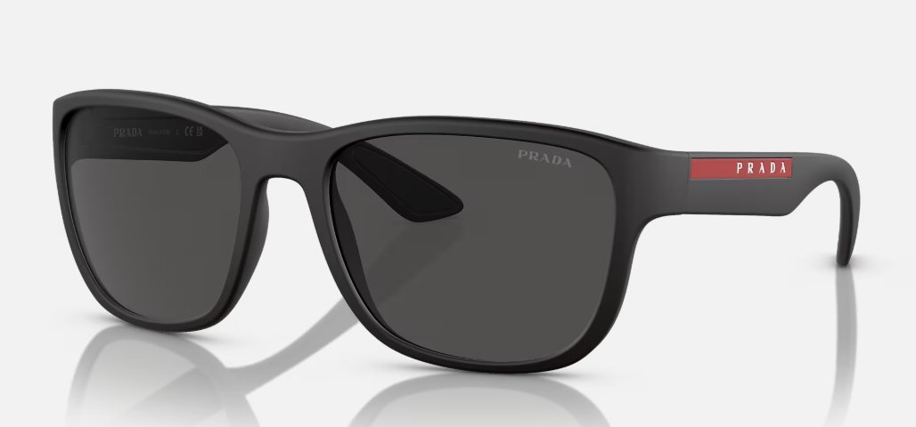 Óculos Solar PRADA LINEA ROSSA SPS 01U 59-19 DG0-5S0 (Acetato Emborrachado Preto Fosco/Lentes Cinza)