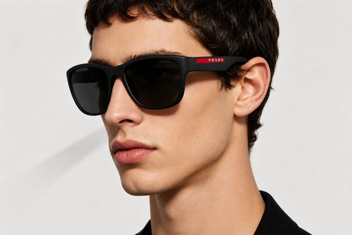 Óculos Solar PRADA LINEA ROSSA SPS 01U 59-19 DG0-5S0 (Acetato Emborrachado Preto Fosco/Lentes Cinza)