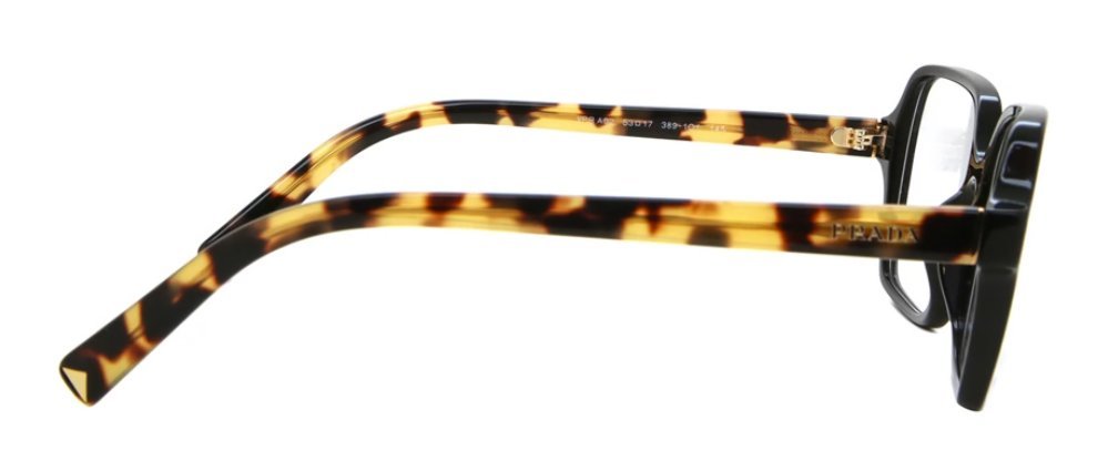 Óculos Receituário PRADA VPR A02 53-17 389-1O1 (Acetato Frontal Preto Brilhante/Hastes Marrom Mesclado)