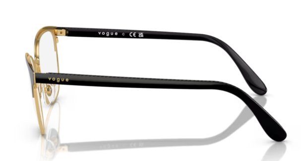 Óculos Receituário VOGUE VO 4088 52-18 352 (Metal Superior Preto Brilhante e Inferior Dourado Brilhante)
