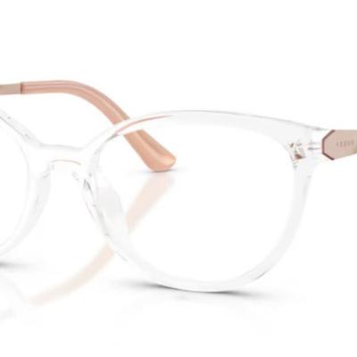 Óculos Receituário VOGUE VO 5721-L 53-17 W745 (Acetato Transparente/Hastes em Metal Dourado Rosê)